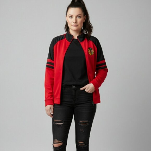 Chicago Blackhawks NHL Hockey Varsity Track Jacket Coat - Picture 1 of 12
